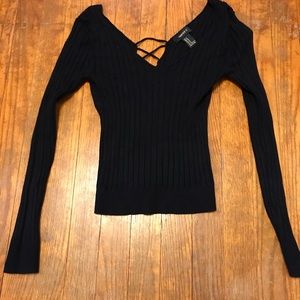 V-neck, long sleeve shirt